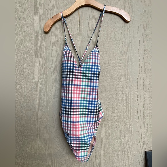 J. Crew Multicolor Plaid One Piece Swimsuit - Picture 2 of 7